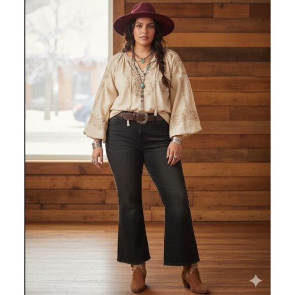 We The Free Denim - We The Free Black Flare Jeans Womens Size 34 Boho Antiquewash NWT